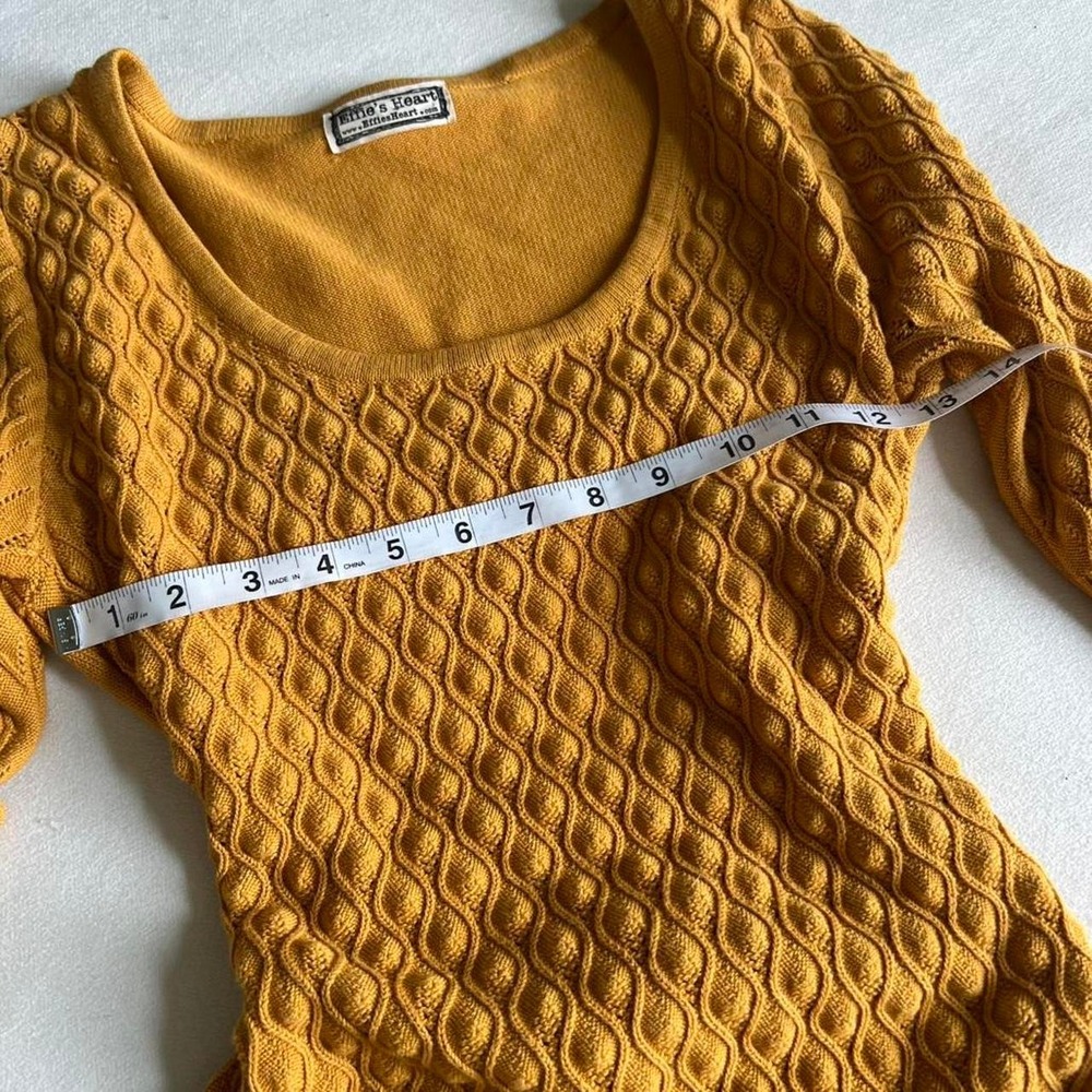 Mustard Yellow Sweater Effie's Heart cottagecore fairy grannycore designer - Picture 4 of 7
